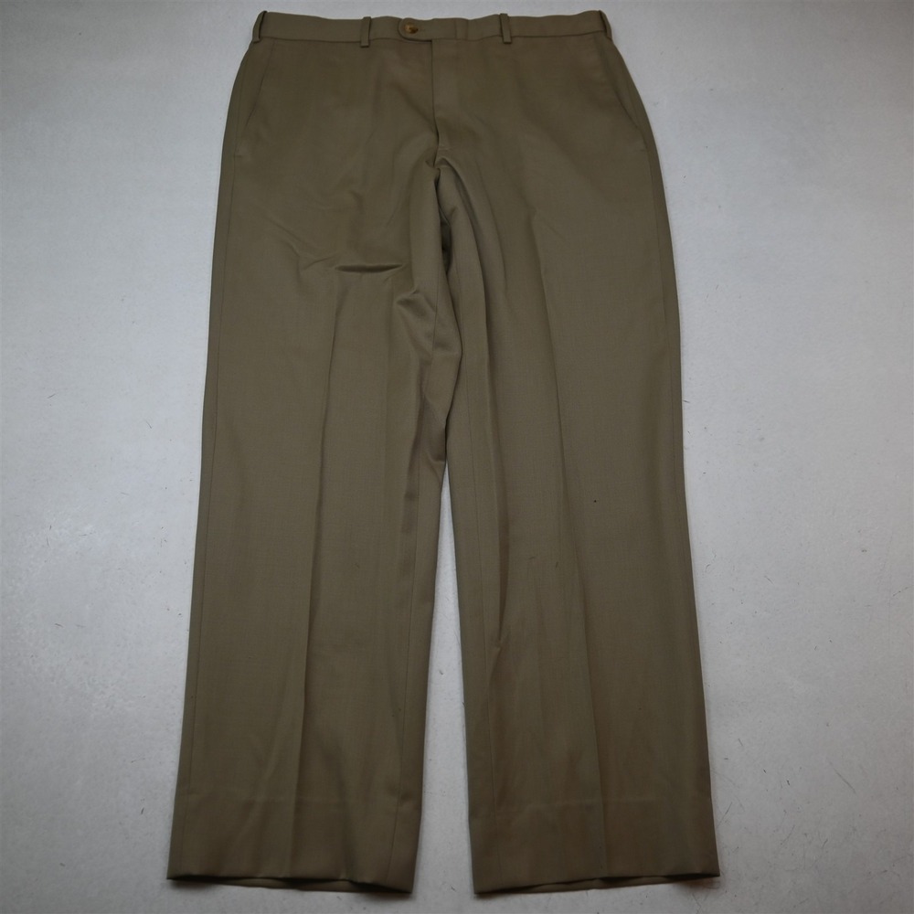 JB Britches 34x30 Taupe Basketweave 100% Wool Torino Straight Dress Pants